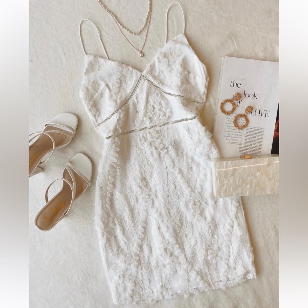 Lulus White Textured Backless Mini Dress